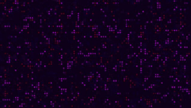 Background animation of buldge fish eye shot, square particular digital. Purple and red square animation background. For background design,or background assets.