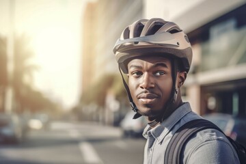 African man cycling. Generate Ai