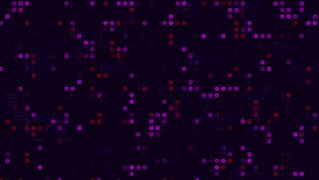 Background animation of buldge fish eye shot, square particular digital. Purple and red square animation background. For background design,or background assets.