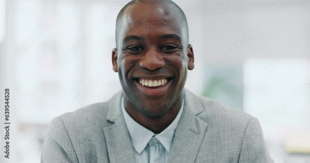 Aufkleber portrait of businessman, smile and pride in office with confident project manager at engineering age