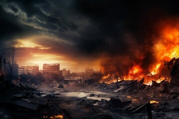 Destruction city disaster. Generate Ai