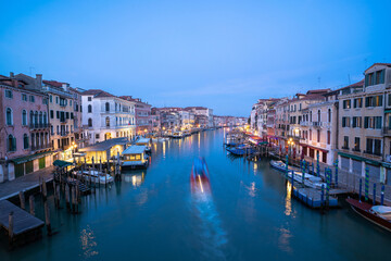 Grand Canal view from Rialto Bridge in Venice