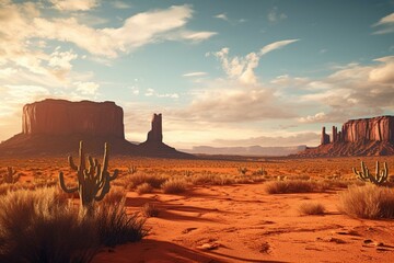 An Arizona desert with a Wild West vibe. Generative AI - obrazy, fototapety, plakaty