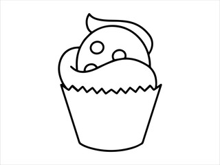 Delicious Cake Line Art Illustration
