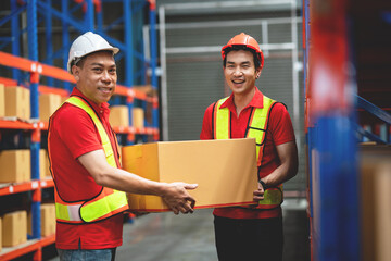 Portrait of a professional female employee scanning a barcode on a box in a warehouse. Warehousing...