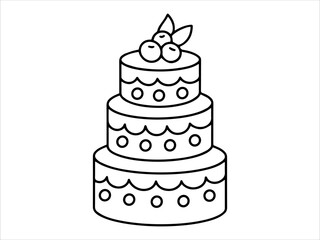 Birthday Cake Food Outline Illustration
