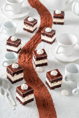 Sweet cream filled pie made of cream and cocoa.
