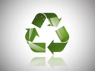 A clean and simple image featuring a prominent green recycling sign against a pristine white background, highlighting the concept of eco-friendly practices.