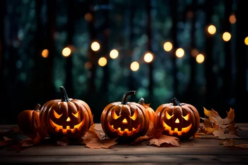 Crédence de cuisine en verre imprimé Brugges Halloween mockup decoracion calabaza - Promocion otoño negocio - Octubre halloween plantilla mockup