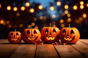 Halloween mockup decoracion calabaza - Promocion otoño negocio luces fondo  - Octubre halloween plantilla mockup