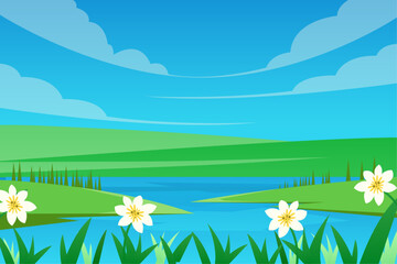 Nature landscape spring lake scenery landscape background