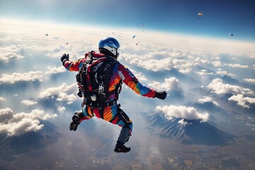 Skydive free fall extreem sport background - obrazy, fototapety, plakaty