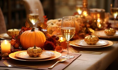 Fototapeta na wymiar Thanksgiving table setting