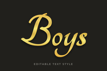 Boys 3d text effect, gold style