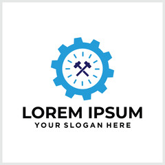 hammer time worker logo for business service at the office