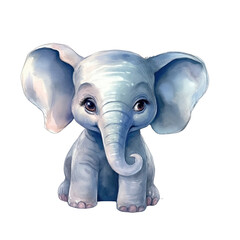 Cherished Baby Elephant Painting isolated on transparent background png - Generative AI