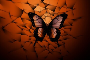 Abstract background with emotionally trapped butterfly. Generative AI
