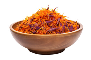 Fototapeta premium Dried saffron flowers in a bowl isolated on a white background PNG