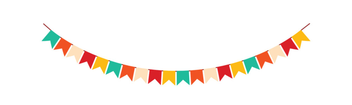 recommend clip art: Festive flag garland vector illustration. Retro bunting in simple flat