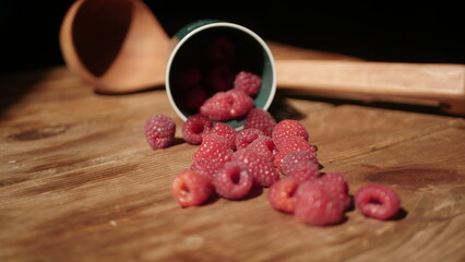 Fresh raspberry harvest from our own garden
