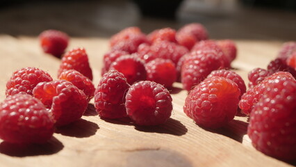 Fresh raspberry harvest from our own garden
