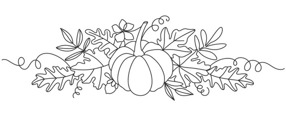 Pumpkin autumn line art style vector illustration