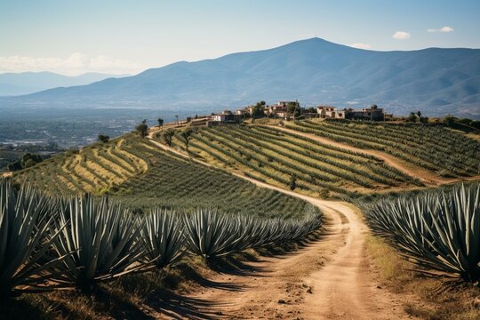 An image showcasing the scenic tequila region in Jalisco, Mexico. Generative AI