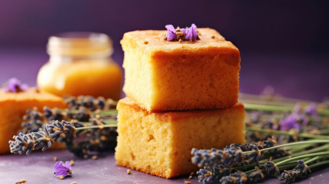 Lavender Honey Almond Cake , Background Images, Natural colors, HD