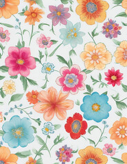 Fototapeta na wymiar A Beautiful Flowers floral seamless pattern design Generative AI
