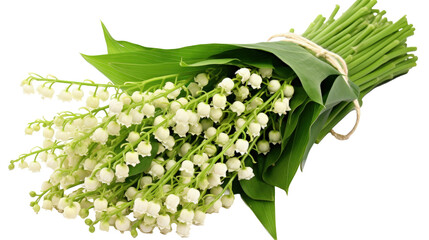 lily of the valley isolated on white - obrazy, fototapety, plakaty