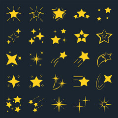 flat stars icon sparkling sparks glitter light star sparkle elements