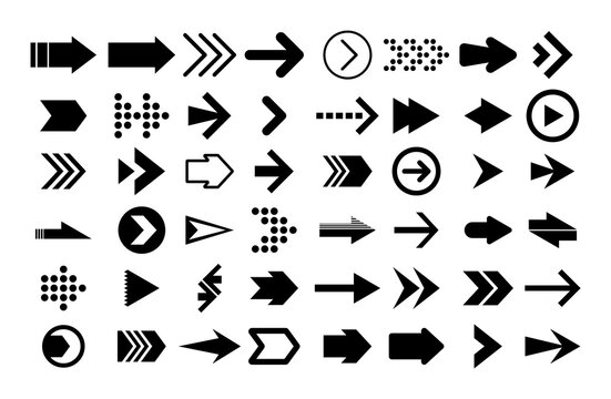 Arrow icon Set different arrows flat style isolated on white
