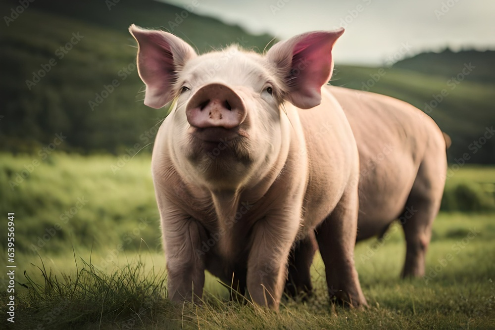 Wall mural pig in a farm