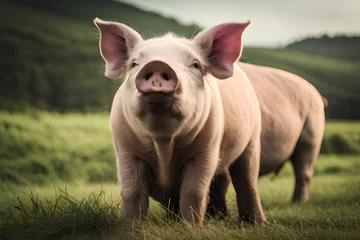 Fotobehang pig in a farm © Haji_Arts
