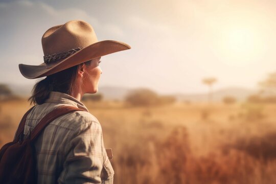 Woman african safari. Generate Ai
