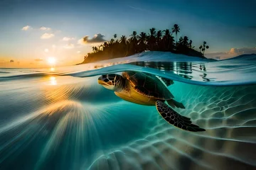 Foto op Plexiglas sunset over the sea © Haji_Arts