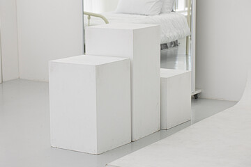 White podium for products display