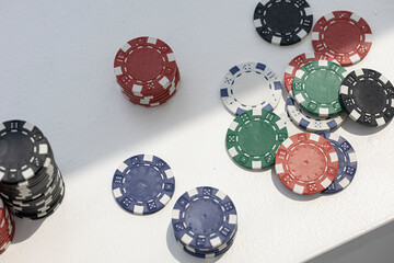 Casino chips on white background isolated