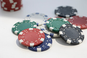 Casino chips on white background isolated