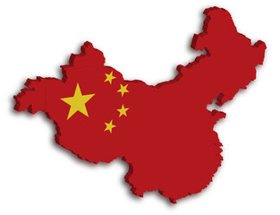 CHINA map with flag