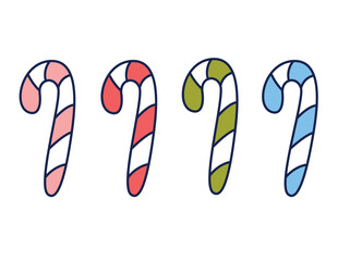 Christmas candies color set, vector, winter holiday, candies for holiday decoration