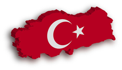 turkey  flag on map - obrazy, fototapety, plakaty