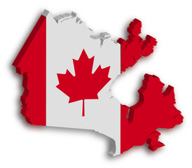 canadian flag on map