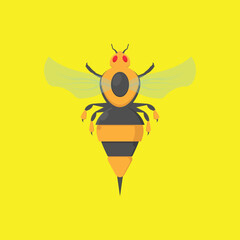 a cartoon bee on a yellow background