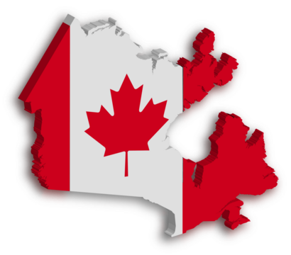 canadian flag on map