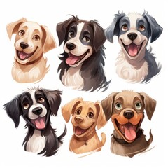 Dogs cute emotions set. Generated AI.