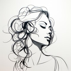 Drawing woman silhouette. Generated AI.