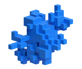 Blue geometric structure, 3d render