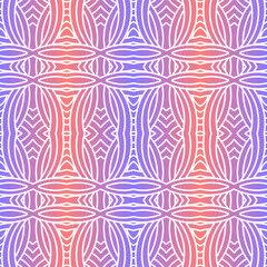 Seamless design vector Beauty flower line art batik ethnic dayak borneo pattern with colourful gradient 