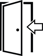 black Door Icon in trendy flat style isolated on white background. Open line door symbol for your web site design, logo, app, UI. entrance door icon.
